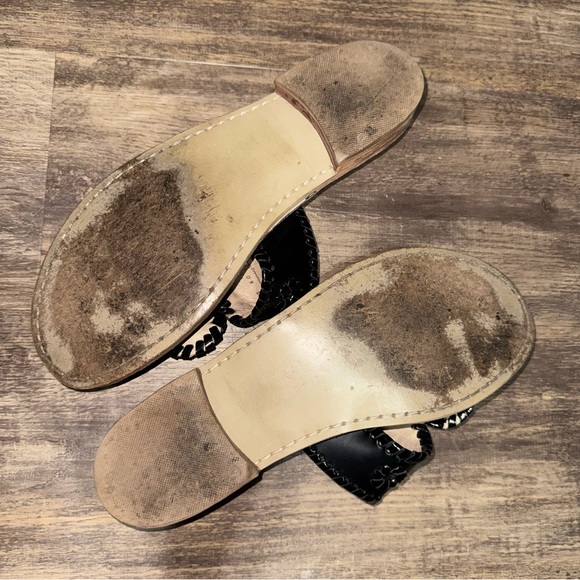 Jack Rogers Black and Tan Whipstitch Leather Sandals - Picture 6 of 6